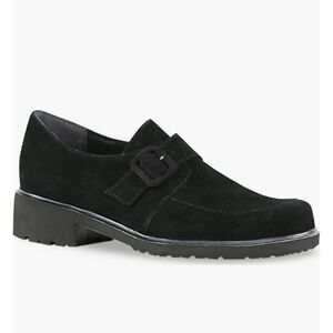 Munro Winslow Leather Monk Strap Loafer, Black, Women's Size 7, Lug Sole, Trendy